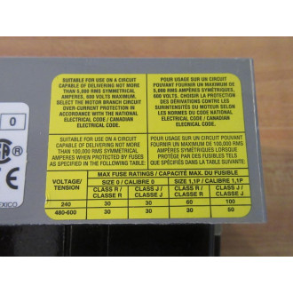 Allen Bradley 609-A0W Manual Starter 3P Size 0 609-AOW