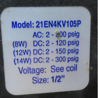 Grazow 21EN4KV105P Solenoid Valve - Used