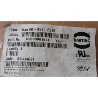 Harting 09300061541 YYC Connector Hood HAN 6B-HSE-Pg16