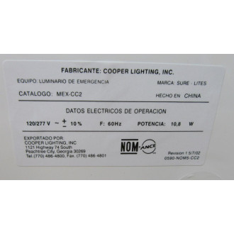 Cooper Lighting CC2 Sure-Lite C000002