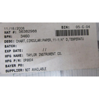 Graphic Controls OP8604 Circular Chart TAOP8604