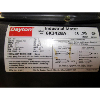 Dayton 6K342BA Motor 12HP 1725RPM