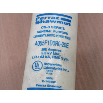 Ferraz Shawmut A055F1D0R0-20E CS-3 Power Fuse A055F1D0R020E - Used