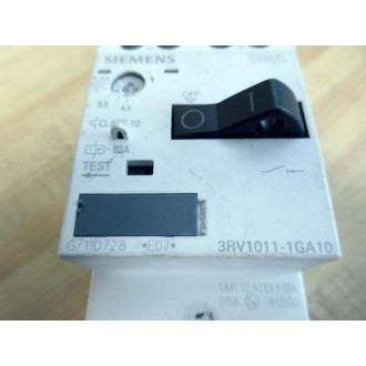 Siemens 3RV1011-1GA10 4.5-6.3A Contactor 3RV10111GA10 W 3RV1901-1E - Used