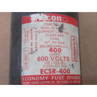 Economy Fuse ECSR-400 Time-Delay Dual Element Fuse ECSR400 - New No Box