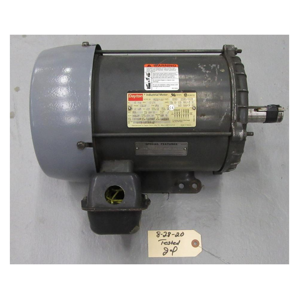 Dayton 3KX04A Motor RPM 1760 HP 5 - Used Dayton 3KX04A Motor RPM 1760 HP 5 - Used