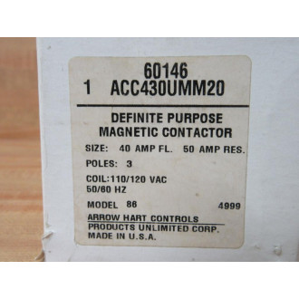 Arrow Hart Controls ACC430UMM20 Contactor - Model 86