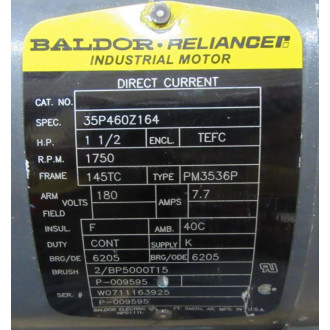 Baldor 35P460Z164 DC Motor RPM 1750 HP 1-12 - Used