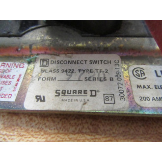 Square D 9422 TF-2 Disconnect Switch 9422TF2 - Used