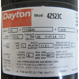 Dayton 4Z523C AC Gear Motor - Used