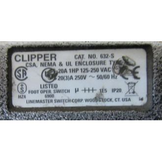 Clipper 632-S Foot Switch 632S - Used