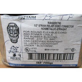 Thomas And Betts 2921NM 12" Strain Relief Cord Connector (Pack of 9)