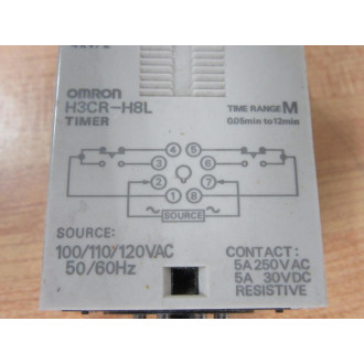 Omron H3CR-H8L Timer H3CRH8L Range 0.05Min-12Min 100110120VAC - New No Box