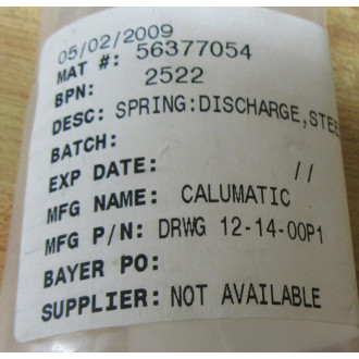 Calumatic DRWG-12-14-00P1 Spring DRWG121400P1 - New No Box