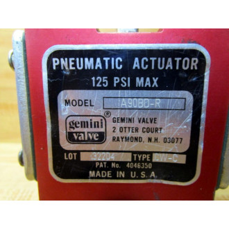 Gemini A90BD-R Pneumatic Actuator A90BDR - Used