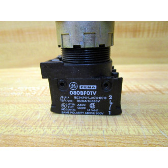 GE General Electric 080BF01V Contact Block WSquare Guard& Round Button - Used
