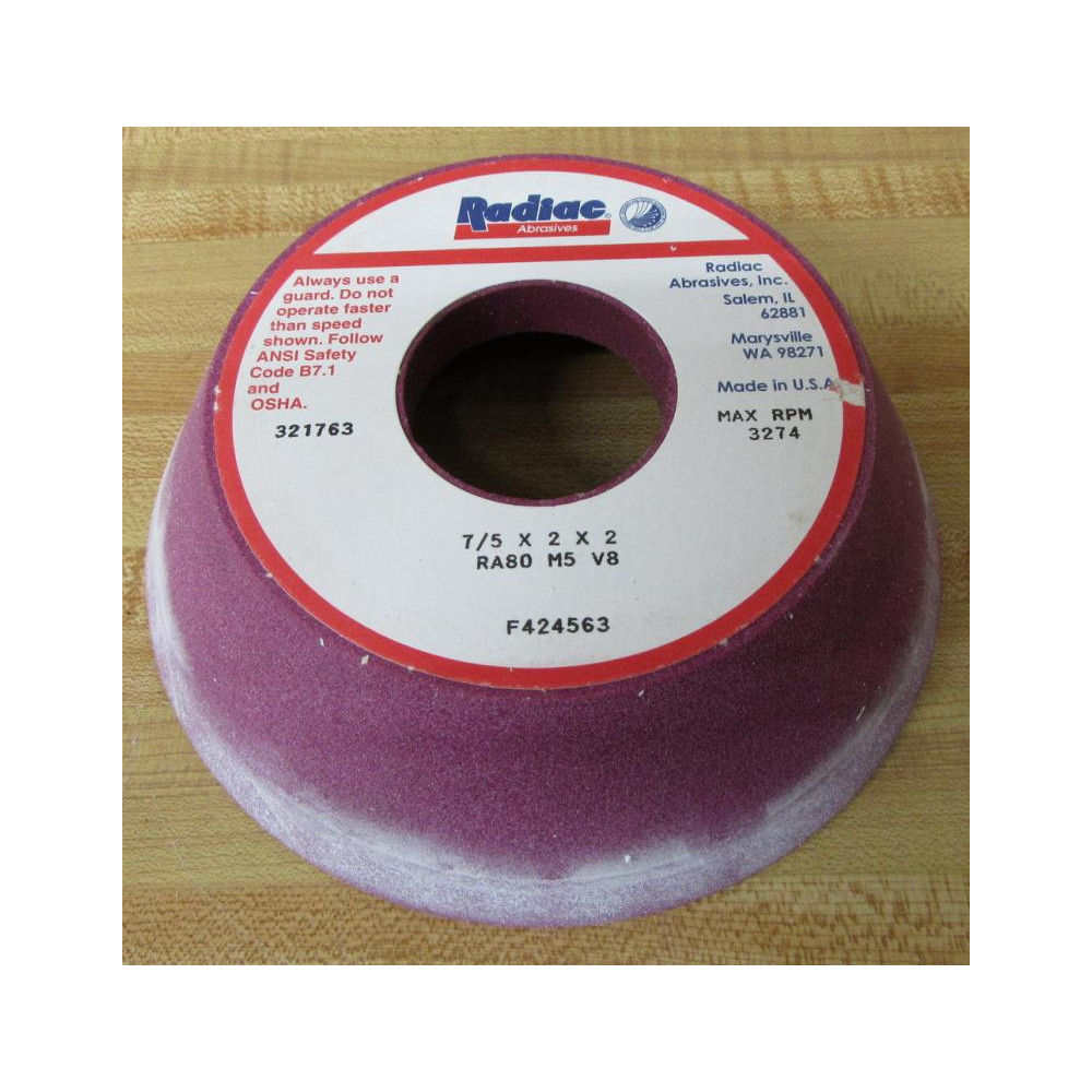 Radiac RA80-M5-V8 Grinding Wheel RA80M5V8 - New No Box