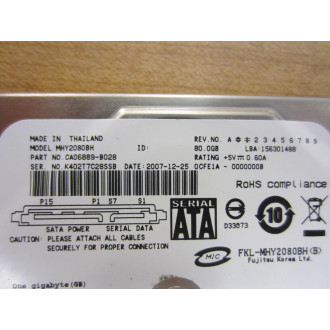 Fujitsu CA06889-B028 Hard Drive MHY2080BH - Used