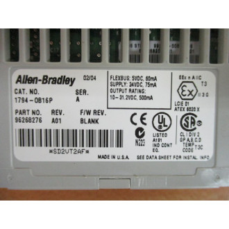 Allen Bradley 1794-OB16P Flex IO Output Module 1794-0B16P Part No. 96268276 Rev. A01 - New No Box