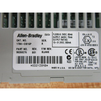 Allen Bradley 1794-OB16P Flex IO Output Module 1794-0B16P Rev B01 - New No Box
