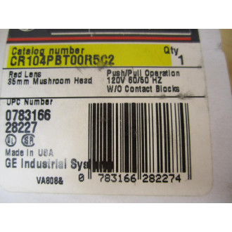 General Electric CR104PBT00R5C2 Red Button CR104PXG22
