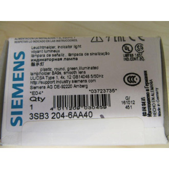 Siemens 3SB3 204-6AA40 Green 3SB32046AA40 wBase & 3SB3400-1A