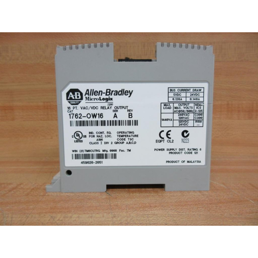 Allen Bradley 1762-OW16 MicroLogix Output Module Ser.A, Rev. B - New No Box Allen Bradley 1762-OW16 MicroLogix Output Module Ser.A, Rev. B - New No Box