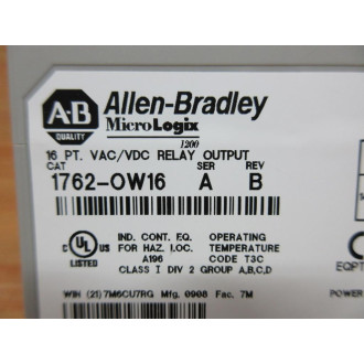 Allen Bradley 1762-OW16 MicroLogix Output Module Ser.A, Rev. B - New No Box