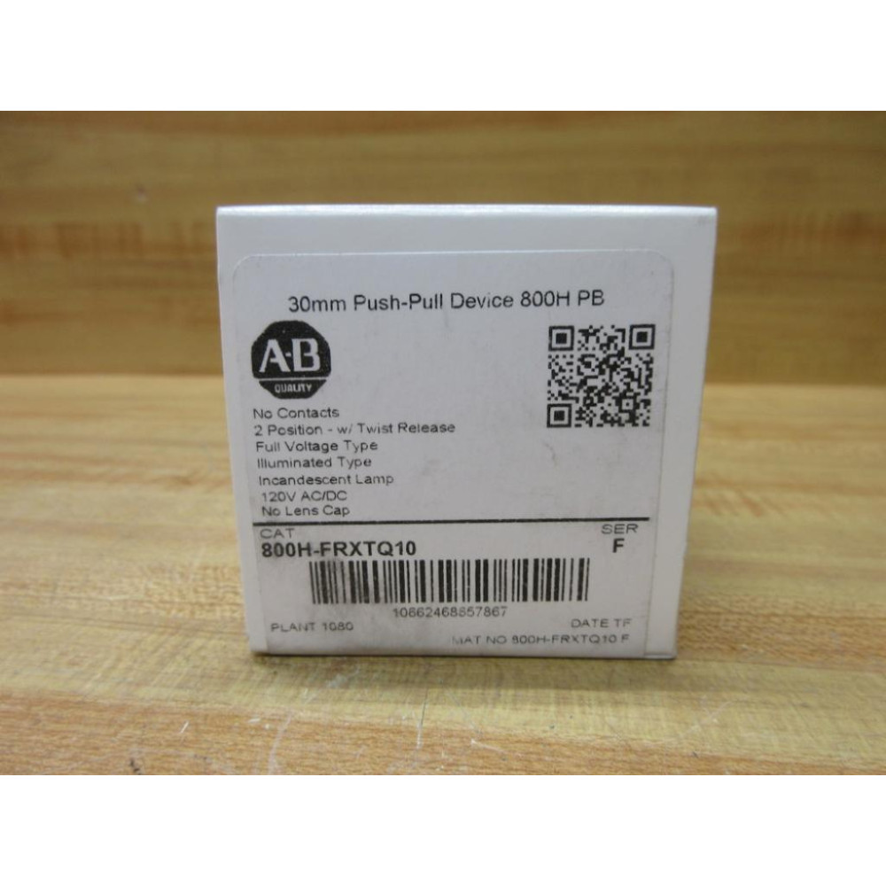 Allen Bradley 800H-FRXTQ10 Illuminated Push-Pull Device EMPTY BOX ONLY!