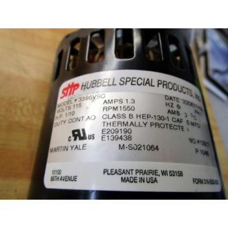 Hubbell Special Products 33S6VSC Motor HP110 RPM 1550 - Used