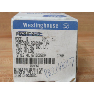 Westinghouse PB2HF0V7 Pilot Light 6715C35G24 WO Lens