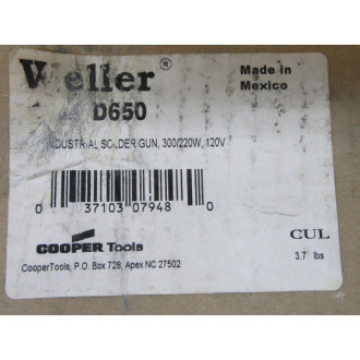 Cooper Tools D650 Weller Solder Gun WO Tip - Used
