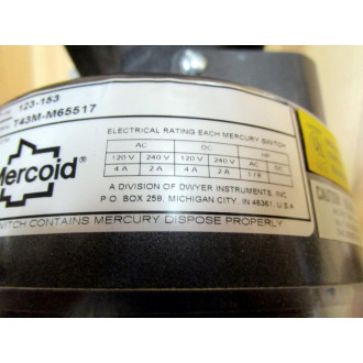 Mercoid 123-153 Pressure Switch 123-153 T43M