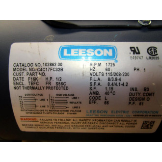 Leeson C4C17FC32B Motor 102862.00 1725RPM 12HP Dented Edge - Used