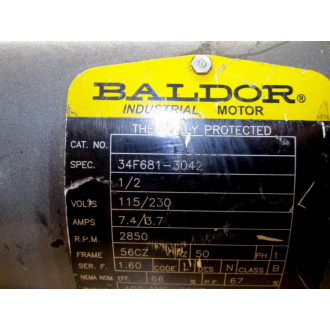 Baldor 34F681-3042 Motor 34F6813042 2850RPM 12HP - Used