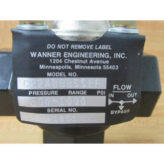 Wanner Engineering C22ABBBSSEF Relief Valve - New No Box