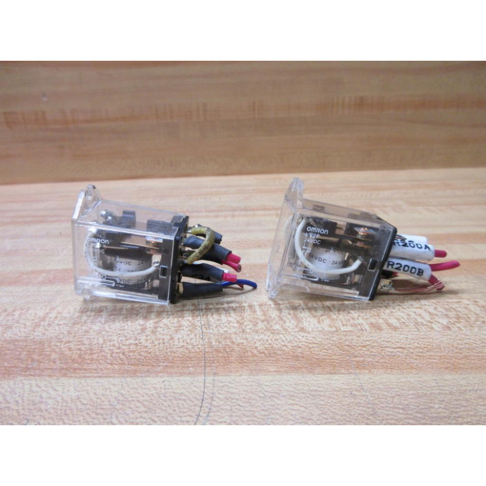 Omron LY2F-DC24V Relay LY2F-24VDC wWires (Pack of 2) - Used