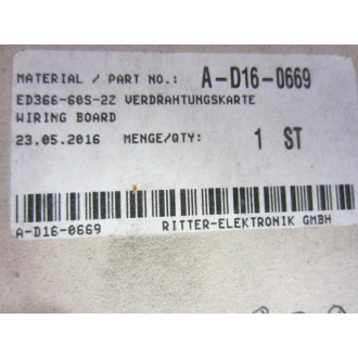 Barmag ED366B Wiring Board   Y2-25-142Z (10) IO Switches-wPanel Mount - Used