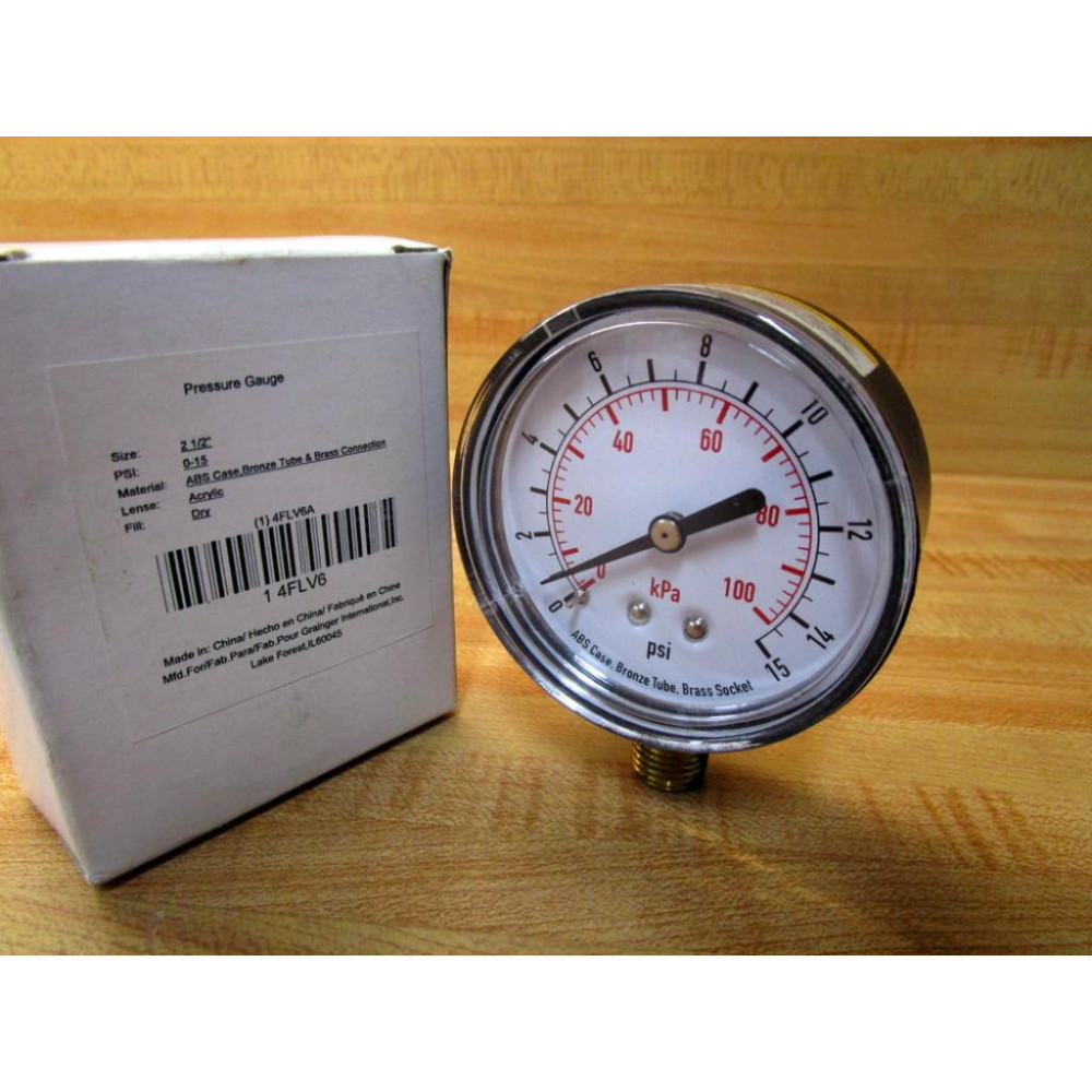Grainger 4FLV6A Pressure Gauge (Pack of 2) Grainger 4FLV6A Pressure Gauge (Pack of 2)