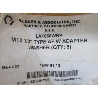 Glaser Bolt LAF050WRP Washer (Pack of 5)