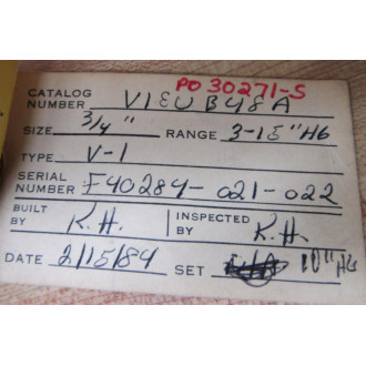 Foster V1EUB48A Valve - New No Box