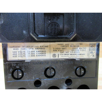 Siemens ITE FJ3-B225 225 Amp Circuit Breaker FJ3B225 - Refurbished