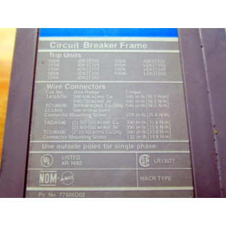 Siemens LD63F600 Circuit Breaker LD63F600L - Used