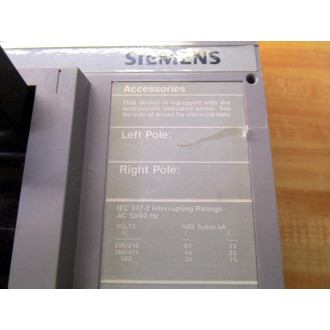 Siemens LD63F600 Circuit Breaker LD63F600L - Used
