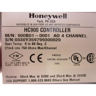 Honeywell 900B01-0001 HC900 4-Pt.Analog Output Module 900B010001 - New No Box
