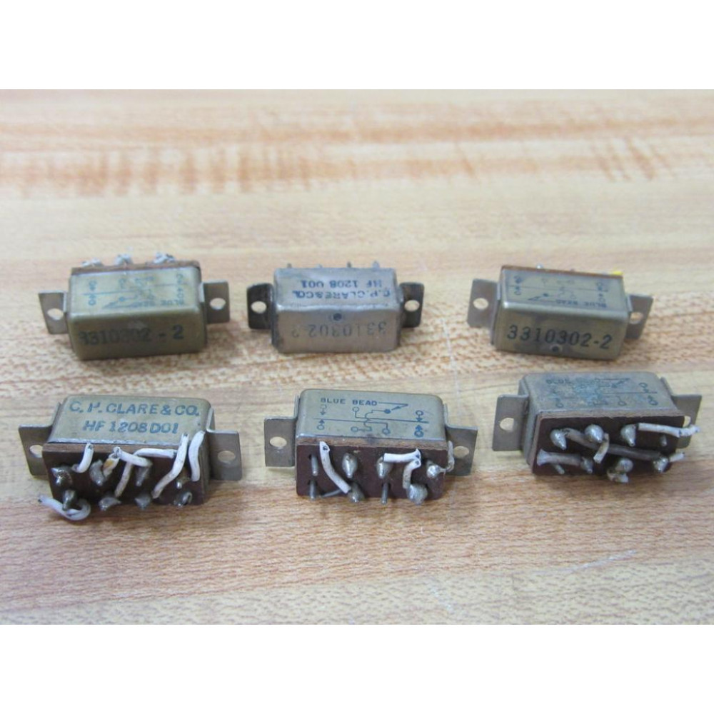 CP Clare HF1208D01 Blue Bead Relay 3310302-2 (Pack of 6) - Used