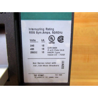 General Electric TED134125 Industrial Circuit Breaker Cracked Housing - Used