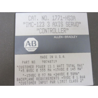 Allen Bradley 1771-HS3A Servo Controller 1771HS3A 2Rev.3.001.22 Ser.A - Used