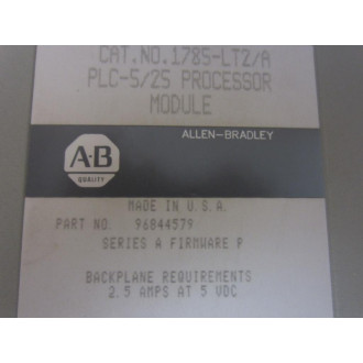 Allen Bradley 1785-LT2 PROCR Module PLC-525 FW Rev.P  wKey - Used