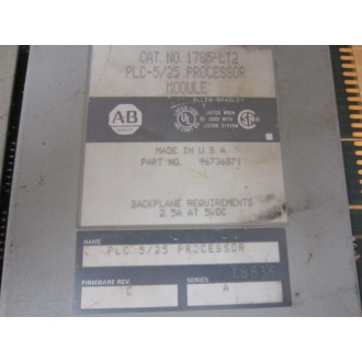Allen Bradley 1785-LT2 PROCR Module PLC-525 FW Rev.C - Used